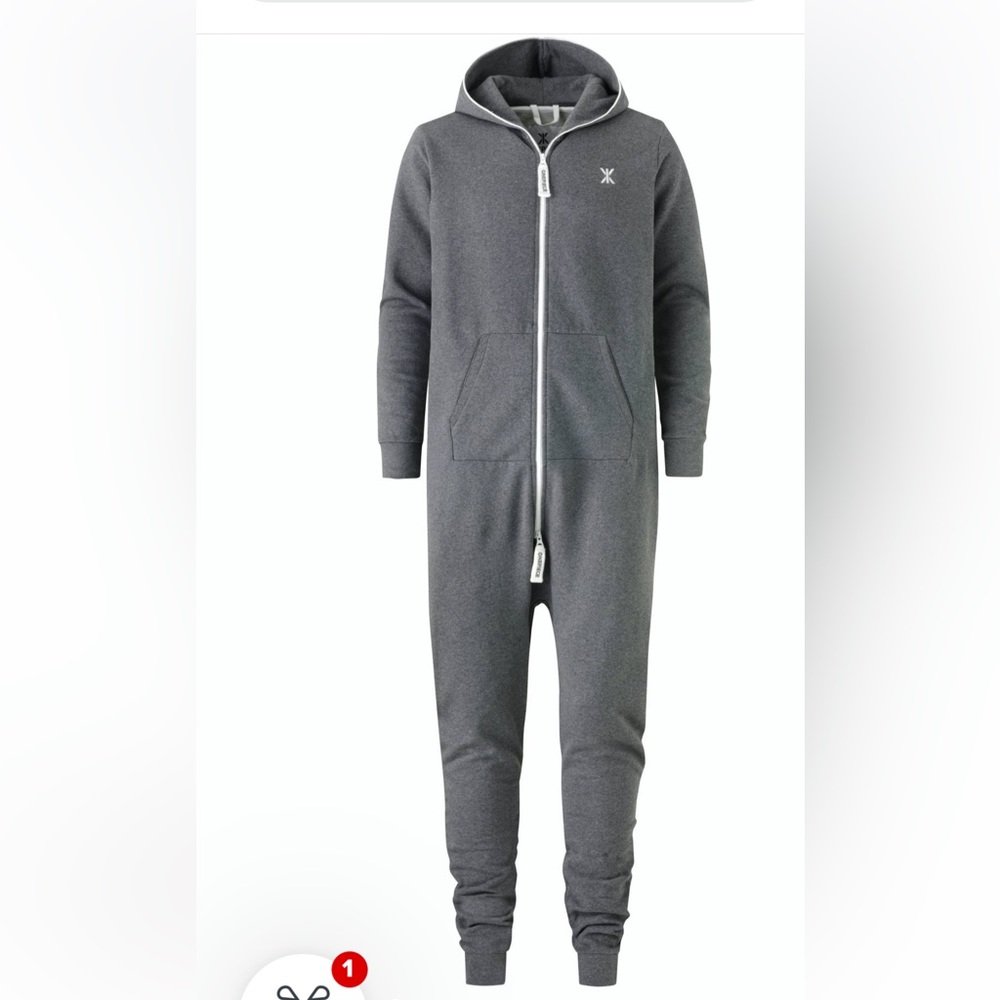 ONEPIECE Jumpsuit Gray One Piece XS Zip Up Cozy Loungewear Unisex